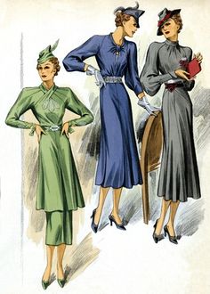 30s Fashion Three Dresses (1930s Fashion Fashion Greeting Cards) Fashion 30s, Parisienne Chic, Fashion Art Prints, Motif Vintage