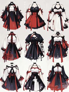 several different types of dresses with bows on them