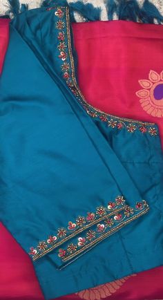 Maggam Work Boarder Designs, Simple Hand Embroidery Designs For Blouse Sleeves, Simple Maggam Designs For Blouses, Blouse Hand Work Designs Simple, Simple Ariwork Blouse, Simple Embroidery Blouse, Simple Aari Blouse Designs, Simple Blouse Work Designs, Simple Hand Work Blouse Designs