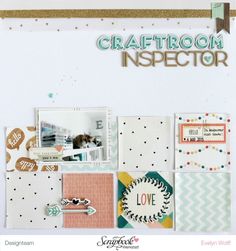 an assortment of crafting items displayed on a white board with the words craft room inspectors above it