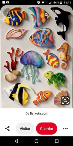 an image of some colorful fish and sea animals on a white board with the caption's name below it