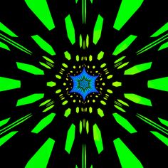 an abstract green and blue design with black background