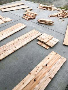 several pieces of wood laid out on the ground