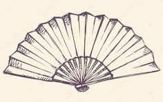 an old hand drawn fan on a beige background