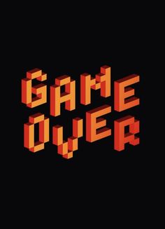 the text game over is made up of red and orange squares on black background, which appear to be pixelated