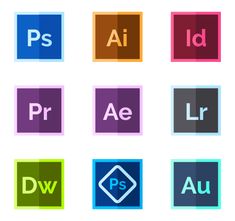 adobe and photoshopped icons in different colors