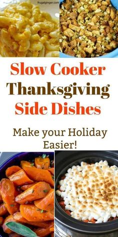 slow cooker thanksgiving side dishes with text overlay