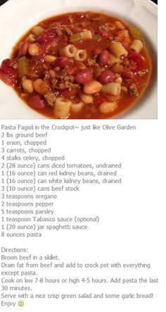 a bowl of chili and beans is shown on the facebook page