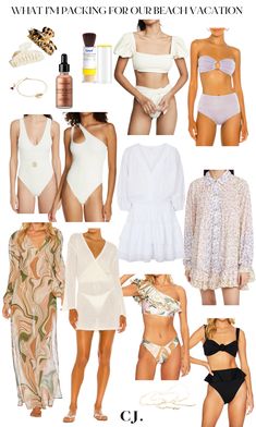 What I am Packing for our Beach Vacation - Cella Jane Beach Outfits Women Dresses, Sunscreen Powder, White Dress Floral, Beach Outfits Women Vacation, Vacation Airplane, Us Beach Vacations, Cancun Outfits, Bronzing Drops, Tropical Vacation Outfits