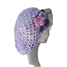 Inspired by an original 1940's style snood. The crochet snood is made from lovely quality lilac wool with pretty flowers and leaves. The snood is threaded with elastic which is hardly noticeable. It is so quick and simple to achieve an authentic 1940's look or just for something pretty everyday!    Brand new item handmade. Only pay one lot of postage/shipping no matter how much you order!  FREE for each additional item purchased. Edwardian Gowns, Crochet Snood, 1940s Looks, Hair Snood, Bonnet Au Crochet, 1940's Style, 1940s Hairstyles, Crochet Filet, Bonnet Crochet