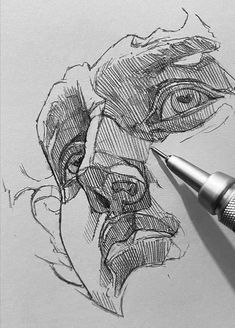 a pencil drawing of a man's face