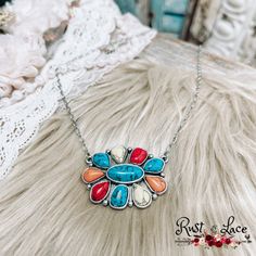 Turquoise Pendant Necklace Turquoise Pendant Necklace, Turquoise Flowers, Trendy Boutique, Statement Necklaces, Boutique Fashion, Trendy Clothing, Country Girl, Turquoise Pendant, Flower Necklace