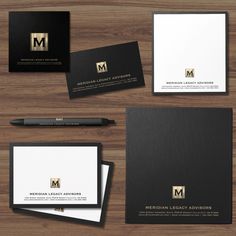 black and white business card mockup with gold logo on the front, in two different positions