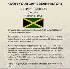 an information sheet describing the history of jamaica and what it means for people to know