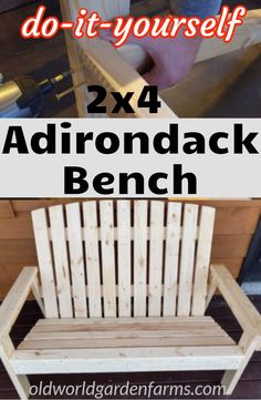 a bench made out of wood with the words do - it - yourself 2x4 adirondack bench