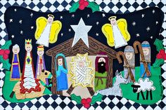 the nativity scene is depicted in this handmade christmas card