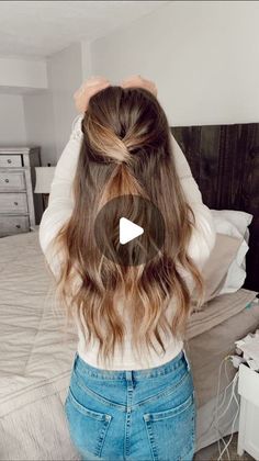 Medium Length Half Up Half Down Tutorial, How To Hairstyles Step By Step Easy, Quick Hairstyles For Long Hair Half Up, Long Up Hairstyles, Fall Hairstyles Half Up Half Down, Half Up For Long Hair Wedding, Half Up Hair Hacks, Effortless Half Up Half Down Hair, Half Up Messy Hair