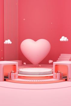 a heart shaped object in the middle of a stage