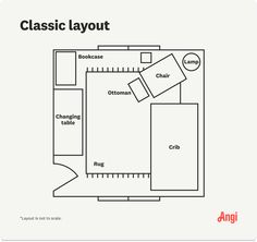 a floor plan for a living room and dining area with the words, classic layout