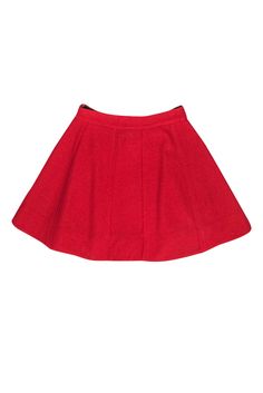 Get red hot in some classic style with this flared miniskirt from Marc by Marc Jacobs! Made with a soft wooly material, this is a bright and bubbly piece that can add a splash of color to any outfit, from preppy polos to cropped tanks. Size S 100% Wool Fuzzy texture Flared, paneled design Zippered side Waist 28" Total length 18" Chic A-line Winter Mini Skirt, Solid Mini Skirt For Winter, Red A-line Mini Skirt For Spring, Winter Stretch Lined Skort, Red Full Skirt For Fall, Red A-line Pleated Skirt, Red A-line Skirt For Fall, Red A-line Mini Skirt Lined, Fall Red A-line Skirt