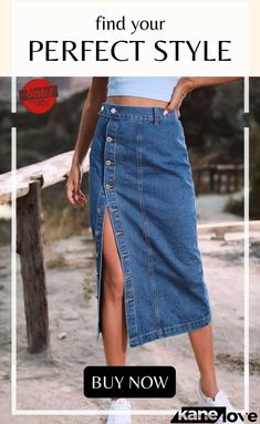 Button Down Denim Skirt Summer Straight Leg Skirt With Button Closure, Non-stretch Denim Skirt With Button Closure, Denim Blue High Waist Skirt With Button Closure, High Waist Denim Blue Skirt With Button Closure, Denim Button Skirt For Summer, Denim Blue Button Skirt For Summer, Non-stretch Denim Skirt With Button Closure For Spring, Summer Denim Skirt With Buttons, Non-stretch High Waist Denim Skirt With Button Closure