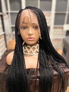 Knotless braided wig. Box braids made on a full lace wig. Black . 30inches long. Knotless Braided Wig, Face Structure, Wig Black, Long Curly Wig, Braided Wig, Curly Wig, Wig Making, Braids Wig, Curly Wigs