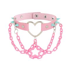 PRICES MAY VARY. [Material]:The punk choker is made of pink leather, alloy rivets and acrylic chain pendant, comfortable to wear is sweet and cool neck accessory. [Size]:The necklace adjustable size range is 13~15 inches/33.5~38.5CM.The collar is suitable for most women, you can adjust it according to your neck size. Due to manual measurement, the size may be slightly different. [Occasions]: Neck accessories are suitable for birthdays, shows, carnivals, parties, festivals, Halloween, music festi Collar For Women, Pink Choker, Goth Accessories, Necklace Colorful, Neck Accessories, Gothic Necklace, Zooey Deschanel, Collars For Women, Choker Collar