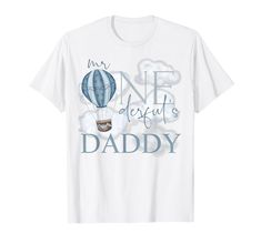 PRICES MAY VARY. Daddy of Mr Onederful Hot Air Balloon Blue 1st Birthday Boy mister one derful son wonderful pastel blue cloud theme sky matching family design first bday baby toddler turning 1 year old! Trendy watercolor illustration for dad father papa of child kid! Simple baloon theme flying themed Valentine outfit design nephew grandson brother apparel for mommy and daddy grandma grandpa sweet cute adorable decorations favor supplies parties accessories decor coordinating sticker plates back Blue T-shirt For Father's Day Gender Reveal, Blue T-shirt For Gender Reveal On Father's Day, Mr Onederful, Trendy Watercolor, Cloud Theme, 1st Birthday Boy, Family Design, Blue Birthday, Outfit Design