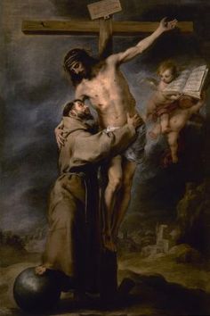 a painting of jesus on the cross with two children