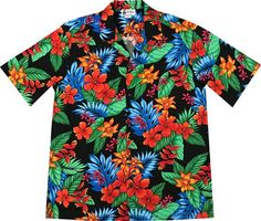 Jungle Dream Black Hawaiian Shirt - AlohaFunWear.com Men Hawaiian Shirt, Black Hawaiian Shirt, Aloha Shirt, Hawaii Shirt, Hawaiian Shirts, Beach Shirts, Tropical Flowers, Popular Style, Summer Shirts