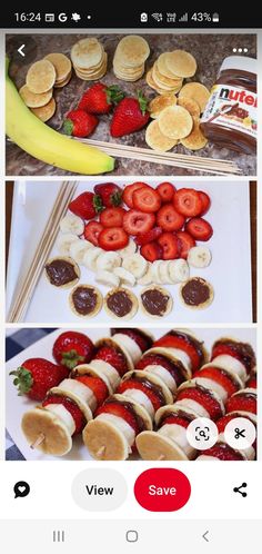 the food is being displayed on the phone, and there are pictures of different foods