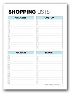 the grocery list is shown in this printable shopping list