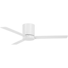 a white ceiling fan with two blades on the top and one blade at the bottom