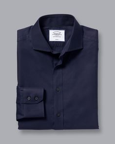 100% cotton, Available in slim and extra slim fit, Non-iron, Modern spread collar, Split yoke for optimal fit and comfort, Slim fit: back pleats for ease of movement, Extra slim fit: streamline back darts, Mitred two-button cuff or square French cuff, Complimentary brass collar stays, Machine washable - Cutaway Collar Non-Iron Twill Shirt - Navy Navy Wool Suit, Square French, Charles Tyrwhitt Shirt, Short Sleeve Linen Shirt, Ralph Lauren Slim Fit, Cutaway Collar, Charles Tyrwhitt, French Cuff, Collar Stays