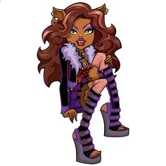 a cartoon character with long hair and boots