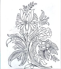 a black and white drawing of flowers in a vase