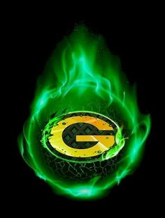 the green bay packers logo on fire