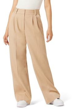 These wide-leg trousers are fashioned from smooth woven fabric and gently pleated at the waist to further the flowy fit. 30" inseam; 22" leg opening; 13 1/2" front rise; 17 1/2" back rise (size 8) 63% polyester, 32% rayon, 5% elastane Machine wash, line dry Imported Pants Nordstrom, Job Interview Outfit, Fall Wardrobe Essentials, Velvet Trousers, Classic Pants, Stylish Pants, Favorite Daughter, Interview Outfit, Jumpsuit Trousers