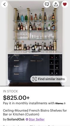 a bar with lots of bottles on it and the price is $ 2, 250