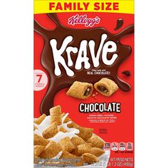 krave chocolate cereal with milk on top