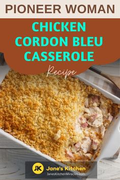 Pioneer Woman’s Chicken Cordon Bleu Casserole on a table