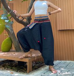 The harem style trousers made from cotton fabric 100%with an elasticated smock waist and ankles they provide a comfortable lightweight fit, perfect for casual wear, festivals, yoga, holidays as well as pairing with a plain top to get that popular look.   D I S C O U N T & P R O M O T I O N ❤ Buy 2 or more  items, get 10% off  ❤ Buy 4 or more  items, get 15% off        ENTER the coupon code: IYARA015 ❤ Buy 6 or more  items, get 15% off       ENTER the coupon code: IYARA020  PLEASE NOTE  I can not Womens Harem Pants, Martial Arts Uniform, Flower Pants, Pants Boho, Harem Pants Women, Hippie Pants, Style Trousers, Boho Pants, Plain Tops