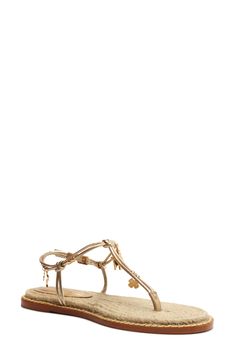 Schutz Mitchell T-Strap Sandal (Women) | Nordstrom Luxury T-strap Sandals For Summer, Luxury Gold T-strap Sandals, Luxury Spring T-strap Sandals, Luxury Gold T-strap Sandals For Summer, Embellished T-strap Sandals For Summer, Gold T-strap Sandals For Spring, Hairstyling Products, Strap Sandals Women, Rollerball Perfume