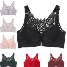 PRICES MAY VARY. 🌹【Front Closure】 The Comfort Rose bra features a deep V cut and front closure for easier on and off to flatter your figure. 🌹【Floral Lace Back】 The rose pattern creates a racerback design that allows the straps to be hidden when you're going sleeveless wearing open-back tops and dresses. The Handmade Embroidered Rose Greatly Enhances the Attractiveness and Charm of You and Your Wear! 🌹【Wire Free】Push up wireless front close bra for women, non-padded everyday bra, soft and com Perfect Pushup, Rose Bra, Front Close Bra, Comfort Bra, Form Fitting Clothes, Skin Massage, Embroidered Rose, Bra For Women, Girls Together