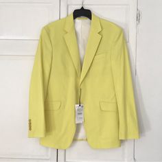 Bright, Fun Men’s Blazer To Add A Pop Of Color To Your Fit! Can Wear Oversized For Women As Well, Nwt. Classic Yellow Blazer For Business, Yellow Formal Summer Blazer, Summer Formal Yellow Blazer, Classic Single-breasted Yellow Blazer, Light Blue Suit Jacket, Burgandy Blazer, Mens Sports Coat, Blue Sport Coat, Light Pink Blazers