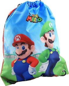 a drawsack bag with mario and luigi on it