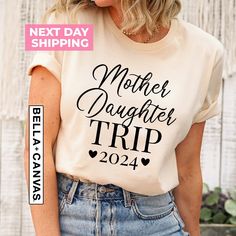 "Mother Daughter Trip Shirts, 2023 Trip Shirt, Mom And Me Shirt, Mothers Day Shirt, Summer Trip Shirt, Mom And Daughter, Family Trip Welcome to Burma Apparel! 💖 Our soft and comfortable shirts are printed, pressed and shipped to you from our boutique. Enjoy your shopping!🛍️ ✔️Please make sure you check our size cards before you place your order. ✔️Please send me a message for all your questions and suggestions. It is my pleasure to assist you! **Group t-shirts are not sold as a set. They are s Mom And Daughter Trip, Mom And Me Shirts, Trip Shirts, Mom And Me, Single Shirt, Text Shirt, Mothers Day Shirt, Mom And Daughter