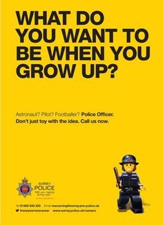 an advertisement for the police officer who has been fired to work on his job, and is