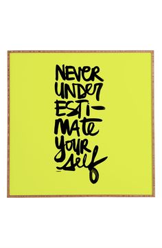 a neon yellow blanket with black lettering on it that says never under but mate your self