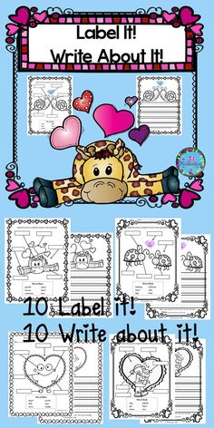 an animal themed valentine's day writing activity with the words i love it write about it